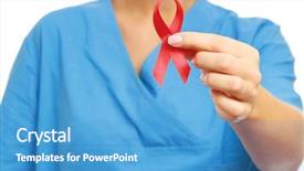  Presentation with nurse - Colorful PPT layouts enhanced with nurse with an aids ribbon backdrop and a teal colored foreground
