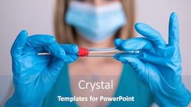  Presentation with dna rna - Colorful presentation design enhanced with nurse-with-facemask-holding-coronavirus backdrop and a teal colored foreground