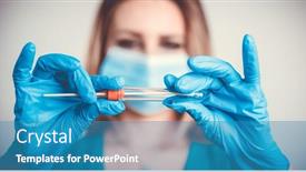  Presentation with dna rna - Slide set enhanced with nurse-with-facemask-holding-coronavirus background and a teal colored foreground