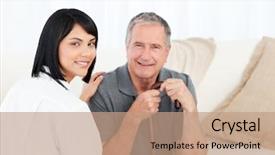  Presentation with nurse and patient - PPT theme consisting of nurse with her patient looking background and a coral colored foreground