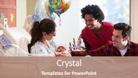  Presentation with baby nurse - Colorful PPT theme enhanced with nurse with new born baby backdrop and a coral colored foreground