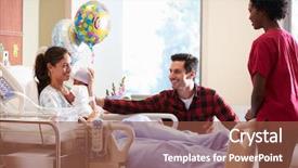  Presentation with baby nurse - Colorful PPT layouts enhanced with nurse with new born backdrop and a tawny brown colored foreground