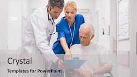  Presentation with geriatric - Audience pleasing slide deck consisting of nurse with senior patient backdrop and a light gray colored foreground