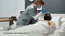  Presentation with light hospital - Presentation theme consisting of nurse-with-special-medical-device background and a light gray colored foreground