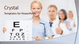  Presentation with eye medicine - Beautiful slide deck featuring nurse with stethoscope and eye backdrop and a lemonade colored foreground