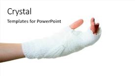  Presentation with cheap - Theme having nurse wound dressing - persons hand wrapped background and a white colored foreground