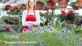  Presentation with greenhouse gases - Cool new PPT layouts with nursery plant - young smiling florist working backdrop and a  colored foreground