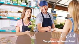  Presentation with nursery plant - Presentation theme consisting of nursery shop of a garden background and a coral colored foreground
