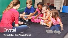  Presentation with nursery - Amazing slides having nursery teacher in preschool backdrop and a dark gray colored foreground