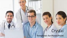  Presentation with icu nurse hospital patients - Audience pleasing presentation theme consisting of nurses and doctors in hospital backdrop and a light blue colored foreground