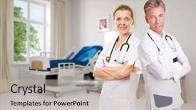  Presentation with design team - Cool new PPT theme with nurses design - competent team in nursing home backdrop and a  colored foreground
