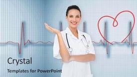  Presentation with red medical - Cool new presentation design with nurses design - pretty nurse presenting against medical backdrop and a light blue colored foreground