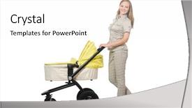  Presentation with baby - Slide set featuring nurses design - woman with baby and pram background and a  colored foreground