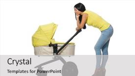  Presentation with baby - Colorful presentation theme enhanced with nurses design - woman with baby and pram backdrop and a light gray colored foreground