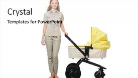  Presentation with baby - Slides enhanced with nurses design - woman with baby and pram background and a  colored foreground
