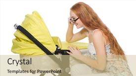  Presentation with baby - Slides enhanced with nurses design - woman with baby and pram background and a soft green colored foreground