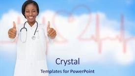  Presentation with ecg - Presentation design with nurses design - young nurse giving thumbs up background and a sky blue colored foreground