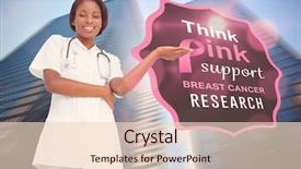  Presentation with low angle view of fictitious - Slides enhanced with nurses design - young nurse presenting against low background and a lemonade colored foreground