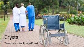  Presentation with caring hands - Presentation having nurses holding hands patients - caring doctor and nurse helping background and a soft green colored foreground