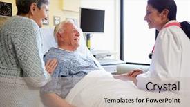  Presentation with senior couple - Beautiful presentation theme featuring nurses holding hands patients - female doctor talking to senior backdrop and a mint green colored foreground
