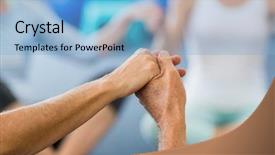  Presentation with seniors - PPT theme with nurses holding hands patients - seniors performing yoga during sports background and a  colored foreground