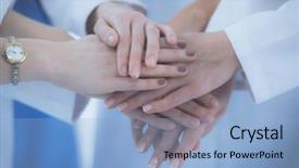  Presentation with team hands - Slides having nurses in a medical team background and a  colored foreground