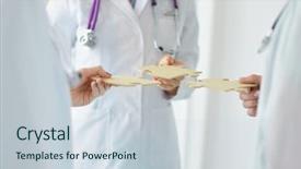  Presentation with team hands - PPT layouts consisting of nurses in a medical team background and a  colored foreground