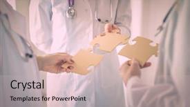  Presentation with multiracial team of young doctors stacking hands - Amazing slides having nurses in a medical team backdrop and a  colored foreground