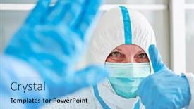  Presentation with clinic nurses - Colorful PPT theme enhanced with nurses-in-protective-clothing backdrop and a light blue colored foreground
