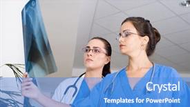  Presentation with film x ray pelvis - Slides consisting of doctor looking at x-ray background and a teal colored foreground