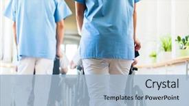  Presentation with seniors - Theme having nurses pushing seniors in wheelchair background and a light blue colored foreground