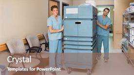  Presentation with male nurses day - Presentation theme enhanced with nurses pushing trolley in hospital background and a violet colored foreground