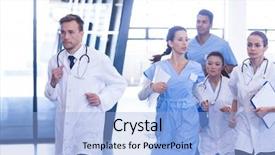  Presentation with emergency nursing - Presentation design featuring nurses rushing for emergency background and a  colored foreground