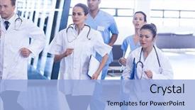  Presentation with nurses - Audience pleasing presentation theme consisting of nurses rushing for emergency backdrop and a light blue colored foreground