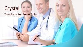  Presentation with medical emergency trauma team - Cool new slide set with nurses studying - medical team during meeting backdrop and a  colored foreground