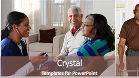  Presentation with nurse care - Colorful presentation enhanced with nurses taking care of senior backdrop and a violet colored foreground