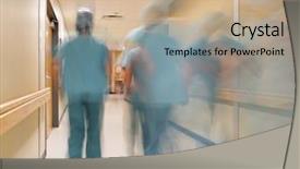  Presentation with nurses - Colorful PPT layouts enhanced with nurses walking in hospital backdrop and a coral colored foreground