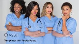  Presentation with nurses - Amazing theme having nurses who are working in a hospital together backdrop and a light blue colored foreground