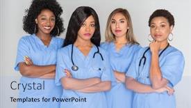  Presentation with nurses - PPT layouts consisting of nurses who are working in a hospital together background and a light blue colored foreground