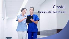  Presentation with clinic nurses - Theme featuring nurses with clipboard walking along background and a sky blue colored foreground