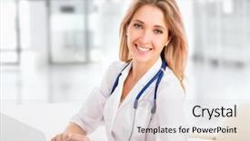  Presentation with female - Cool new presentation with nursing administration - portrait of young female doctor backdrop and a light gray colored foreground