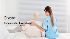  Presentation with frail - Beautiful slide deck featuring nursing assistant - frail old elderly woman backdrop and a lemonade colored foreground