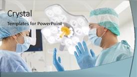  Presentation with surgery room - Presentation theme having nursing assistant - surgery medicine and people concept background and a light gray colored foreground