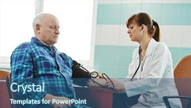  Presentation with blood pressure - Slide deck having rounded duct work metal grill industrial ventilation background and a light gray colored foreground