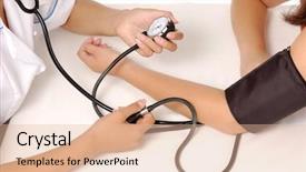  Presentation with being new doctor - Presentation theme with nursing cardio - patient is being observed background and a coral colored foreground