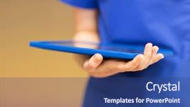  Presentation with healthcare technology - Colorful PPT layouts enhanced with nursing cardio - people healthcare medicine and technology backdrop and a ocean colored foreground