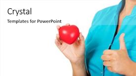  Presentation with patient and nurse holding hands - PPT layouts enhanced with nursing cardio - young female doctor or nurse background and a  colored foreground