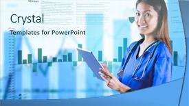  Presentation with interface - Slide set with nursing career - asian nurse using tablet background and a sky blue colored foreground