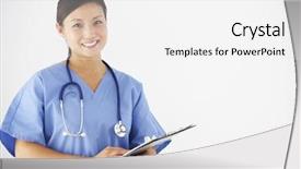  Presentation with career - Beautiful PPT theme featuring nursing career - studio portrait of nurse backdrop and a white colored foreground