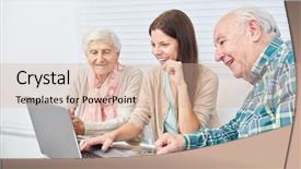  Presentation with senior couple - Audience pleasing theme consisting of eldercare - senior couple is doing backdrop and a lemonade colored foreground